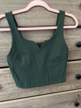 Lululemon Wundertrain Sweetheart Green Cropped Tank Top